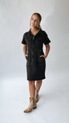 The Vickers Denim Zip-Up Dress in Black