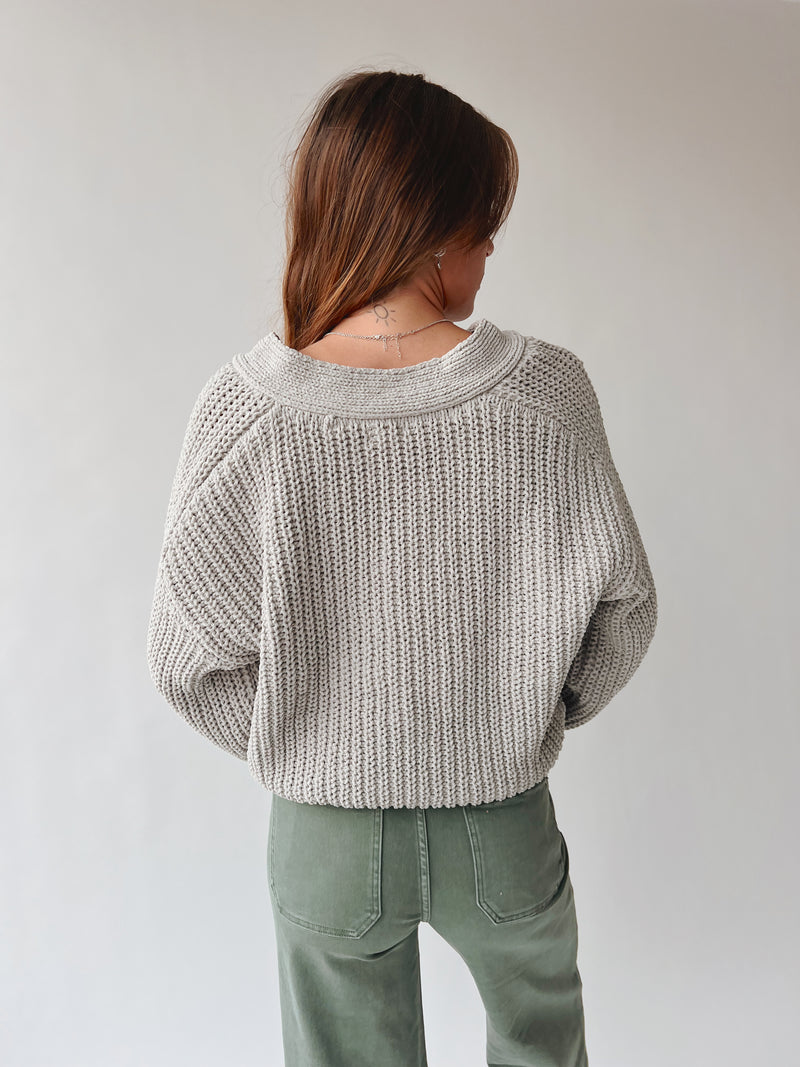 The Brandon Button-Up Cardigan in Khaki Grey