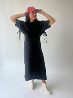 The Andra Tie Detail Midi Dress in Black