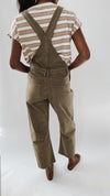 The Arnell Wide Leg Overall in Artichoke Green