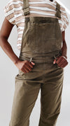 The Arnell Wide Leg Overall in Artichoke Green