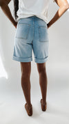 The Raquel Cuffed Hem Short in Light Blue