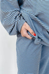 The Norah Fleece Pant in Blue Stripe