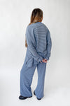 The Norah Fleece Pant in Blue Stripe