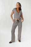 The Cyrus Striped Lounge Pant in Chocolate