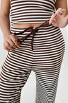 The Cyrus Striped Lounge Pant in Chocolate
