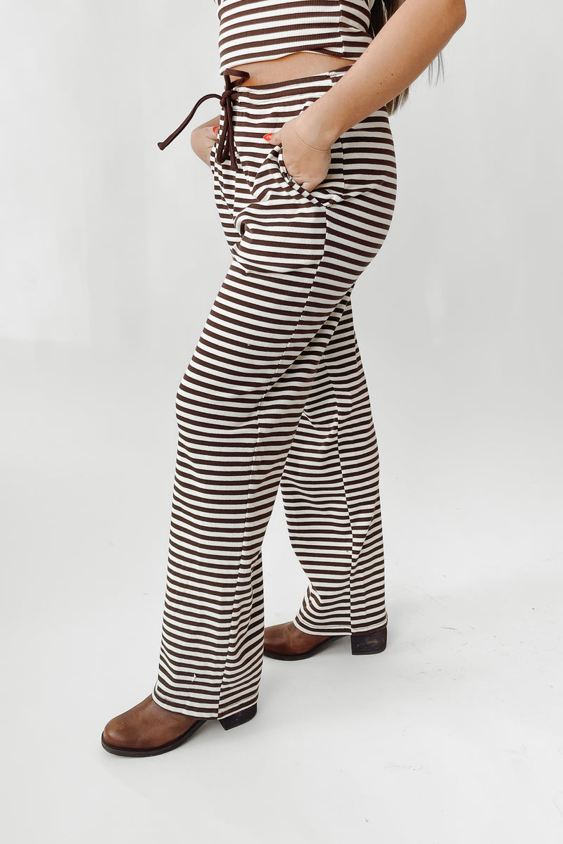 The Cyrus Striped Lounge Pant in Chocolate