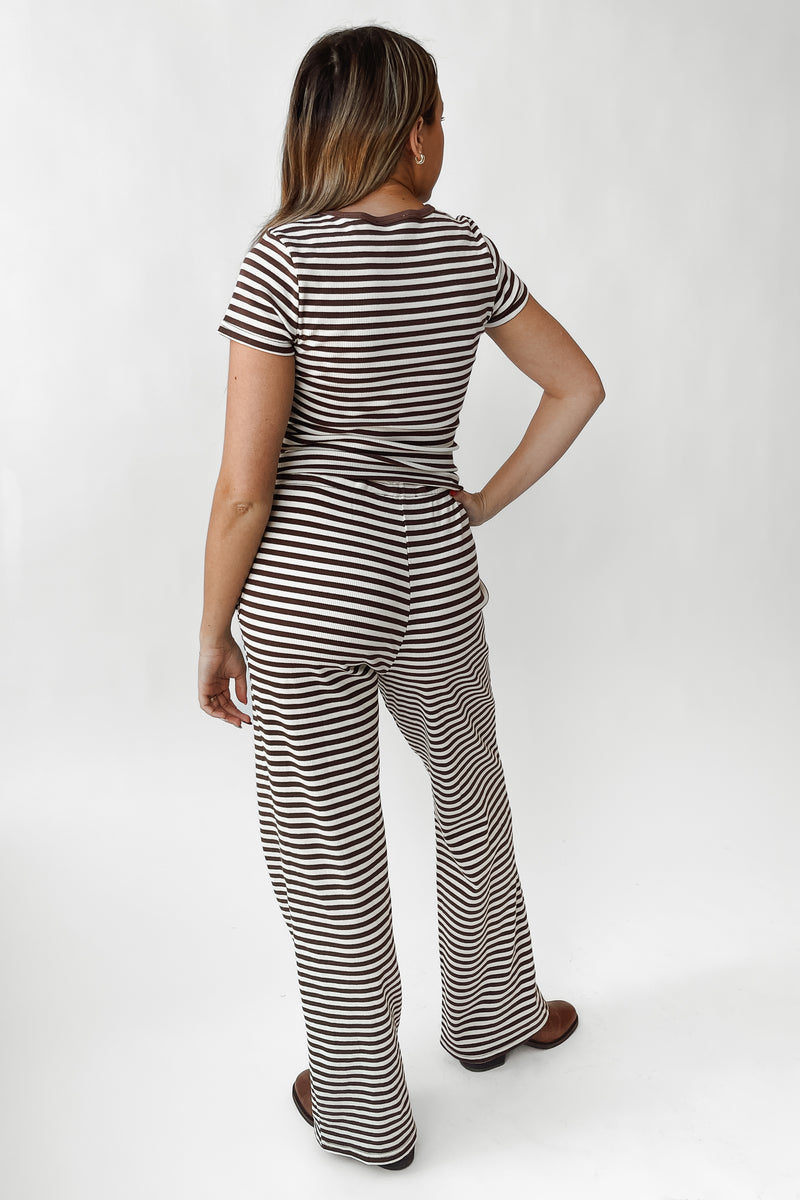 The Cyrus Striped Lounge Pant in Chocolate