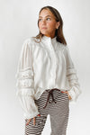 The Dawson Mock Neck Blouse in Cream