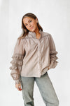 The Dawson Mock Neck Blouse in Ash Mocha