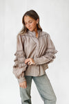 The Dawson Mock Neck Blouse in Ash Mocha