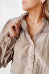 The Dawson Mock Neck Blouse in Ash Mocha