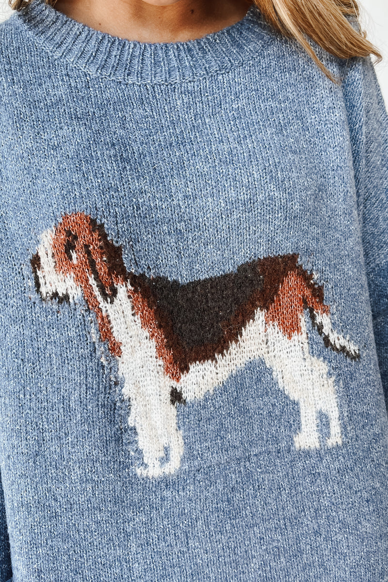 The Hound Dog Sweater in Antique Blue