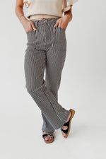 The Ellen Straight Leg Jean in Black + Tan Stripe