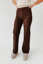 The Trisha High Rise Wide Leg Jean in Vintage Brown