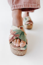 The Fresno Raffia Sandal in Floral
