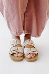 The Tivoli Double Buckle Sandal in Bone