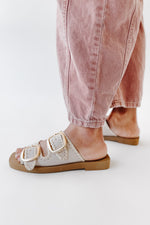 The Tivoli Double Buckle Sandal in Bone