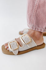 The Tivoli Double Buckle Sandal in Bone