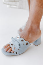 The Bella Scalloped Mule in Denim