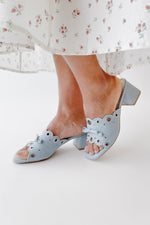 The Bella Scalloped Mule in Denim