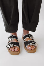 The Tivoli Double Buckle Sandal in Black