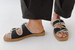 The Tivoli Double Buckle Sandal in Black