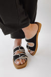 The Tivoli Double Buckle Sandal in Black