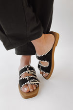 The Tivoli Double Buckle Sandal in Black