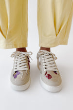 The Tammi Floral Applique Sneaker in Grey