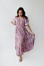 The Helena Printed Floral Maxi Dress in Pink Fuchsia