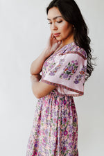 The Helena Printed Floral Maxi Dress in Pink Fuchsia