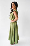 The Kalie Balloon Cropped Blouse in Olive Green