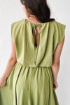 The Kalie Balloon Cropped Blouse in Olive Green