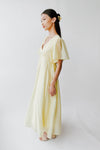 The Harston Flutter Sleeve Maxi Dress in Lemon
