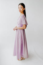 The Harston Flutter Sleeve Maxi Dress in Lilac