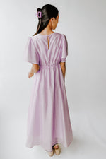 The Harston Flutter Sleeve Maxi Dress in Lilac