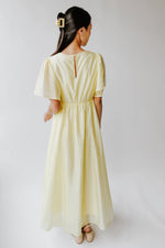 The Harston Flutter Sleeve Maxi Dress in Lemon