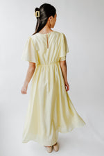 The Harston Flutter Sleeve Maxi Dress in Lemon