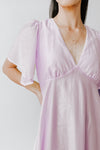 The Harston Flutter Sleeve Maxi Dress in Lilac