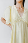 The Harston Flutter Sleeve Maxi Dress in Lemon