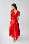 The Reinford Collared Midi Dress in Tomato Red