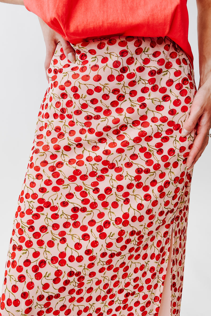 The Findlay Cherry Printed Maxi Skirt in Red Multi
