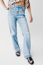 The Kopala High Rise Distressed Jean in Poseidon