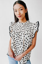 The Santos Dot Printed Blouse in Oatmeal