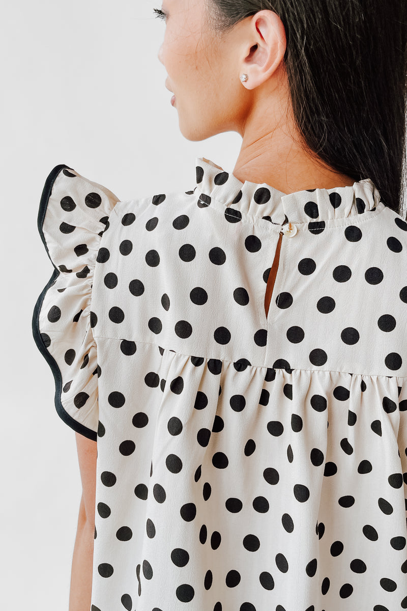 The Santos Dot Printed Blouse in Oatmeal
