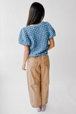 The Lassiter Bubble Textured Blouse in Denim Blue