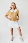 The Wren Lace Collared Sweater in Dijon