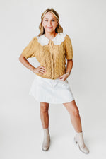 The Wren Lace Collared Sweater in Dijon