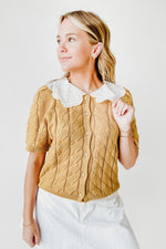 The Wren Lace Collared Sweater in Dijon